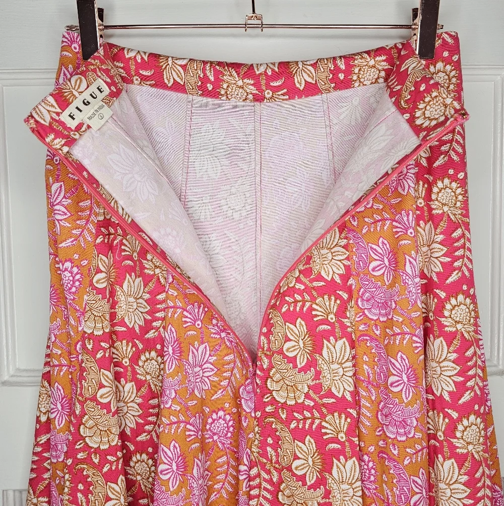 Figue Hayden Printed Skirt - Batik Floral Raspberry